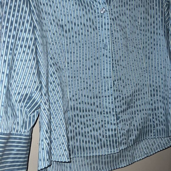 Rafaella metallic shimmer, striped button-down blouse, size 12 - Picture 2 of 7